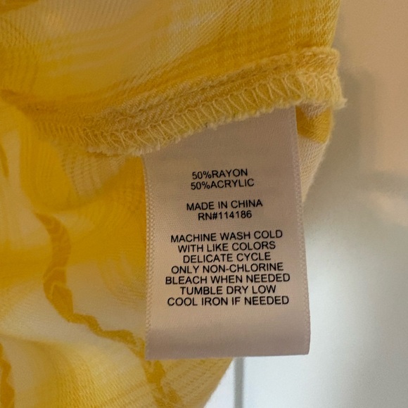 Frye & Co Yellow Plaid Ruffle Blouse Boho Cottagecore Top Size L - Picture 5 of 5